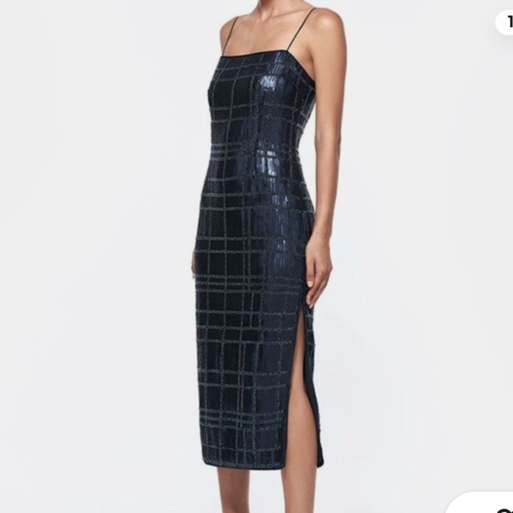 MISHA COLLECTION Midnight Blue Sequin Midi Dress